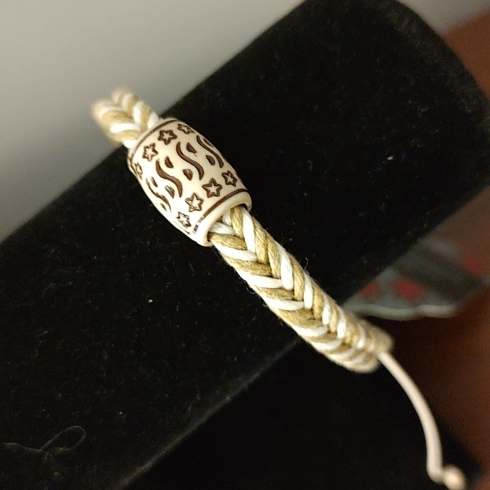 Paparazzi Tan Braided Cord Adjustable Bracelet with Bead Charm